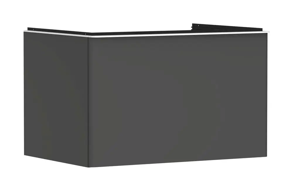 Waschtischunterschrank in diamantgrauem Matt, mit einem Schubkasten, geeignet für Aufsatzwaschtische, von der Marke Hansgrohe.